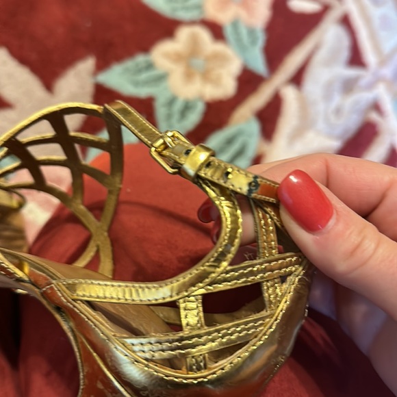 Tory Burch Amalie gold cage heels - Picture 9 of 10